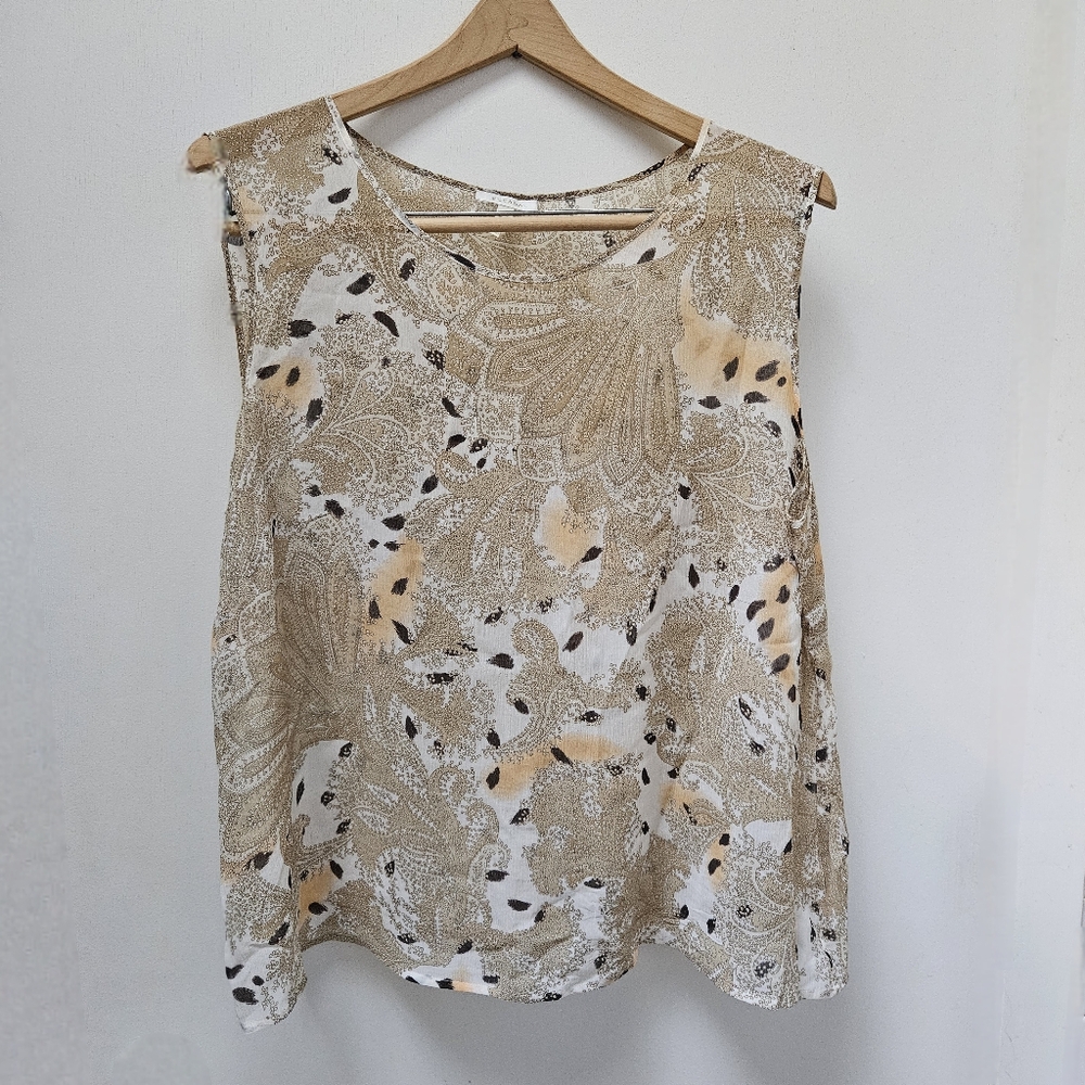 ESCADA TANK TOP 100% SILK SHELL SHEER size XL